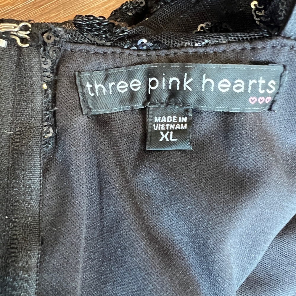 THREE PINK HEARTS Polka Dot Sequins Mini Party Dress (Size: XL) - Picture 7 of 10